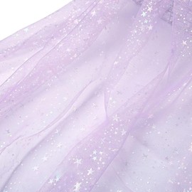 Tulle Fabric, 160 cm Wide Shiny Tulle, Fabric with Star Pattern, Fabric Suitable for Making Princess Dresses, Dresses, Bows (Light Purple)