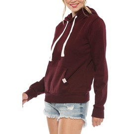 Urban Look Womens Active Long Sleeve Fleece Lined Fashion Hoodie Pullover with Plus Sizes (Medium, A1 Solid Maroon)