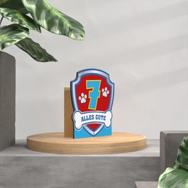 7 Geburtstag Karte - Tatze Holzkarte - Geburtstagskarte mit Umschlag - Geschenk Jungs 7 Jahre, Geschenk Junge 7 Jahre, Fußball Geschenke Jungen 7 Jahre, Geschenk Jungen 7 Jahre, 7. Geburtstag Junge