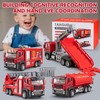 TAKGUD 4 Packs Metal Fire Trucks Playsets, Mini Friction Powered