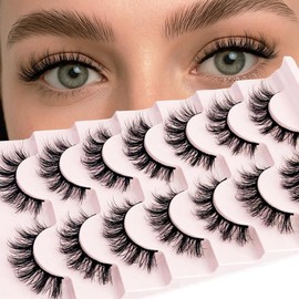 Ninglash 짧은 속눈썹 내추럴 룩 밍크 플러피 위스피 14mm 스트립 러시안 D 컬 닝래쉬 인조 고양이 래쉬 3D 7쌍 [Cat eye C1] Short Eyelashes Natural Look Mink Fluffy Wispy 14mm Strip Russian D Curl Ninglash Artificial Cat Lashes 3D 7 Pairs [Cat Eye C1]