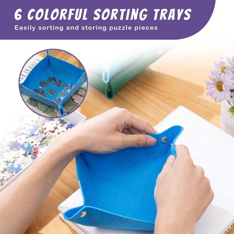 Tektalk Foldable Jigsaw Puzzle Board with 4 Angle Adjustable Bracket/Stand,