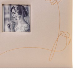 Kenro Pearl Gold Wedding Photograph Album for 200 Photos 6x4 Inch / 10x15cm with Photo Window on Cover with Memo space, Slip-in Pages, Champagne Wedding Flower Design - PL401