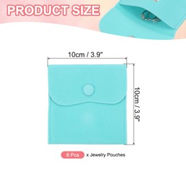PATIKIL 4x4 Inch Jewelry Pouch, 6 Pcs Soft Velvet Pouches with Snap Button Portable Storage for Rings Necklace Bracelet Earring Watch, Blue
