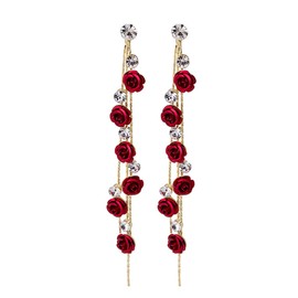 Rose Flower Drop Earrings Long Tassel Dangle Earrings Boho Floral Earring Flower Dangle Drop Stud Earrings Floral Petal Earrings Jewelry Bar Party Wedding for Women Girls