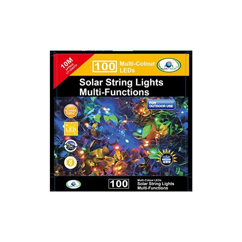 100 LED Garden Solar String Light Multi-Colour Fairy Outdoor 10m