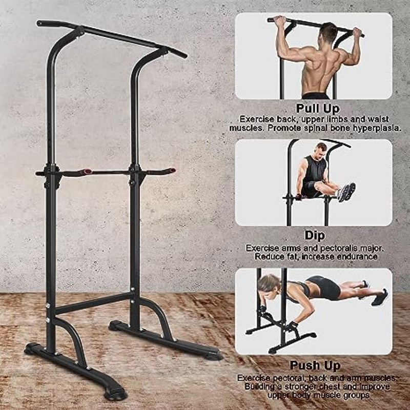 Sport Power Tower Workout Dip Station Pull Up, Height Adjustable