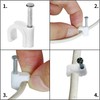 Bonsicoky Half Clamp J-Hook with Nail Cable Tacks, 8mm, White