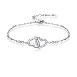 Cargari Ankle Bracelets for Women, 925 Sterling Silver Heart Infinity women's Anklets, Beach Stylish Anklets for Women Waterproof, Christmas Birthday Bracelet Anklets Jewelry Gift Adjustable