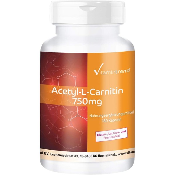 Acetyl-L-Carnitine High Dose - 750 mg per Capsule - Vegan - 180 Capsules Vitamintrend®