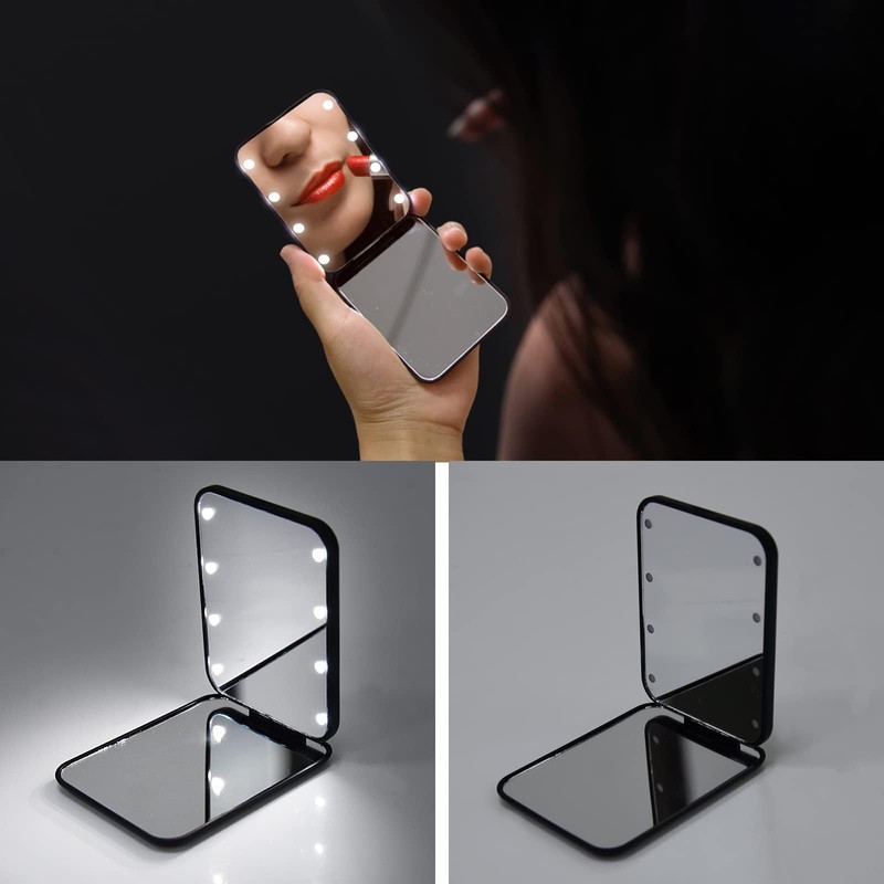 Kintion Pocket Mirror, 1X/3X Magnification LED Compact Travel Makeup Mirror