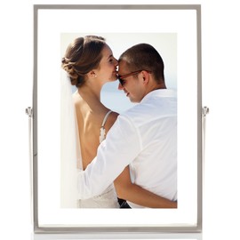 Lawrence Frames Metal Easel Float Picture Frame, 4x6, Silver