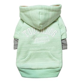 TOUCHDOG 'Hampton Beach' Designer Fashion Ultra-Plush Sand Blasted Pet Dog Hooded Sweater Hoodie, Medium, Green