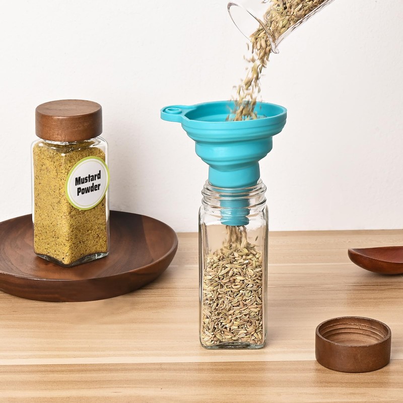Yangbaga 4oz Glass Spice Jars with Labels，35Pcs Empty Square Spice