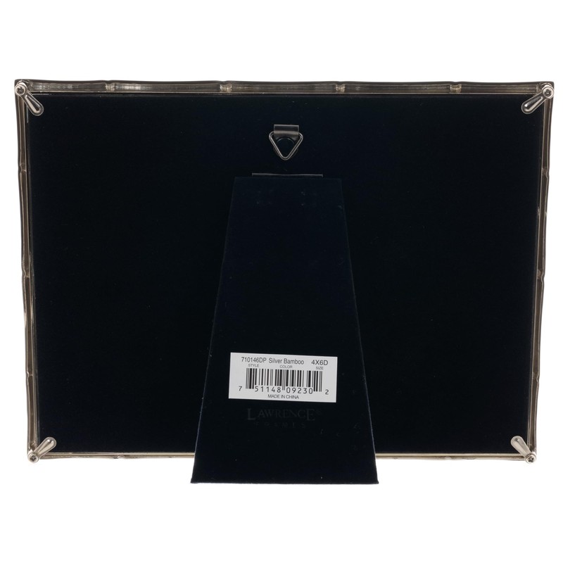 Lawrence Frames 4x6 Double Silver Metal Picture Frame with Bamboo