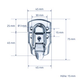 HMF 14985-09 Tension Lock with Lock, Pack of 2, 45 x 75 mm, Galvanised Silver