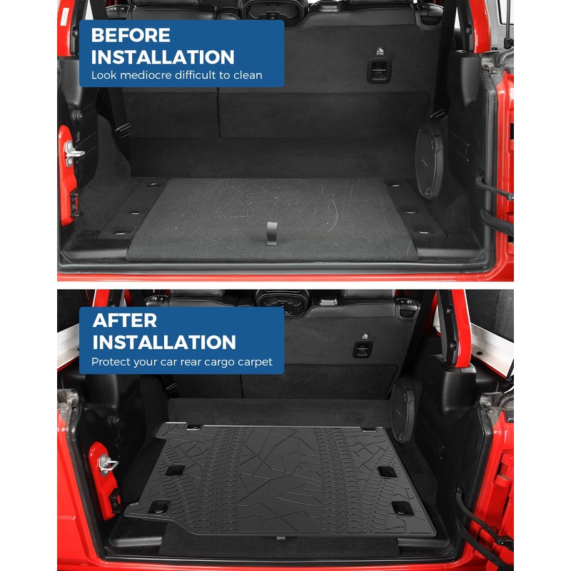 JOYTUTUS Cargo Mat fits Wrangler JL 4XE, All-Weather Protection Trunk