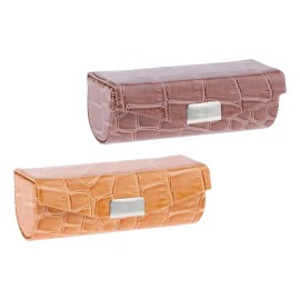 Estuche De Lápiz Labial Individual De Pu Marrón Anaranjado