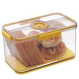 Gifhomfix Bread Box Airtight Bread Boxes for Kitchen Counter, Time Recording Bread Storage Container with Lid, Bread Holder for Homemade Bread, Toast, Bagel, Donut and Cookies, Yellow
