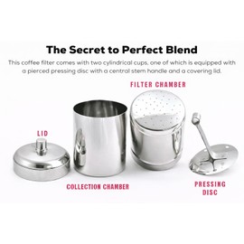 Raslok South Indian Stainless Steel Coffee Maker | Convenient 6-7 Cup Coffee Maker | Decoction Maker Brewer Dripper,Coffee Filter- 400ml