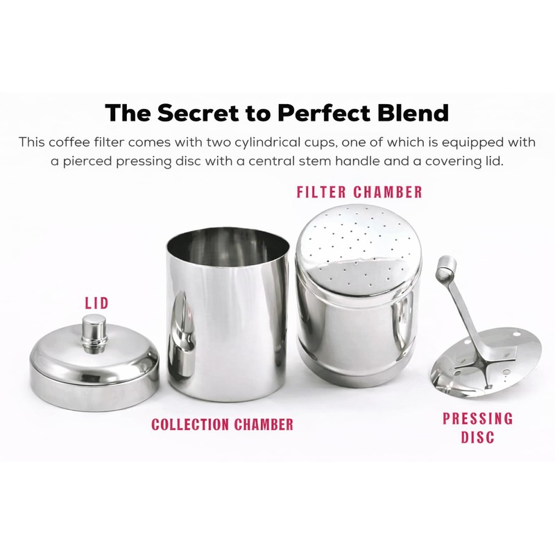 Raslok South Indian Stainless Steel Coffee Maker | Convenient 6-7