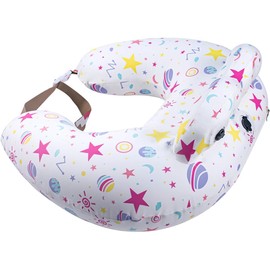 Inflatable Nursing Pillow for Breastfeeding & Bottle-Feeding – Portable Travel Feeding Cushion with Adjustable Waist Strap – Soft Cotton Cover – Odour-Free Thickened TPU Inner – Removable & Washable