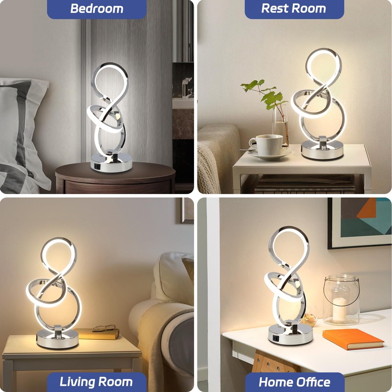 EIDEARAY Modern LED Table Lamp,3 Color Temperatures,Touch Control Stepless Dimmable
