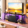 Black TV Stand with Mount and Power Outlet and LED