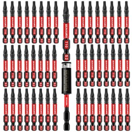 Geinxurn 51 Pieces T10 Impact Tough Magnetic Screwdriver Bit Set, 1 In. #10 Torx Head Power Bit Set, S2 Alloy Steel T10 Star Bit with 1Pcs Impact Bit Holder
