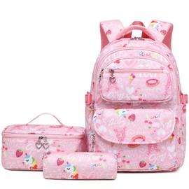 Neusky School Backpack School Bag Sports Backpack Leisure Backpack Daypacks Backpack for Girls & Children Teenagers with Large Capacity, Pink set., Classic