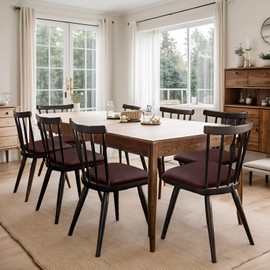 YUEANG Waterproof Seat Covers for Dining Room Chairs Set of 4 - PU Leather Removable Washable Chair Seat Slipcovers (Brown)