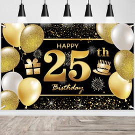 25th Happy Birthday Banner IMISI Birthday Decorations Birthday Backdrop Decorations for a Party