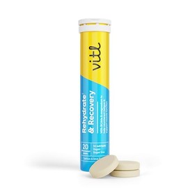 Vitl Rehydrate & Recovery Effervescent Tablets | Hydration & Muscle Recovery with BCAAs, Choline, Vitamin C, B Vitamins & Magnesium | Lemon & Lime Flavour (20 Tablets)