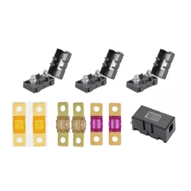 MIDI Fuse Kit – Includes 4X Fuse Holders with Inspection Windows + 6 MIDI Fuses (2X 40A, 2X 70A, 2X 100A) – High-Current Automotive & Solar Fuse Set for 12V/24V DC Systems (4070100 Window)