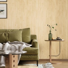 VaryPaper 15.7" x 315" Bamboo Wood Contact Paper Peel and Stick Countertops Wood Slat Wallpaper Waterproof Self Adhesive Wooden Vinyl Wrap Removable Wooden Wall Paper for Bedroom Living Room Farmhouse