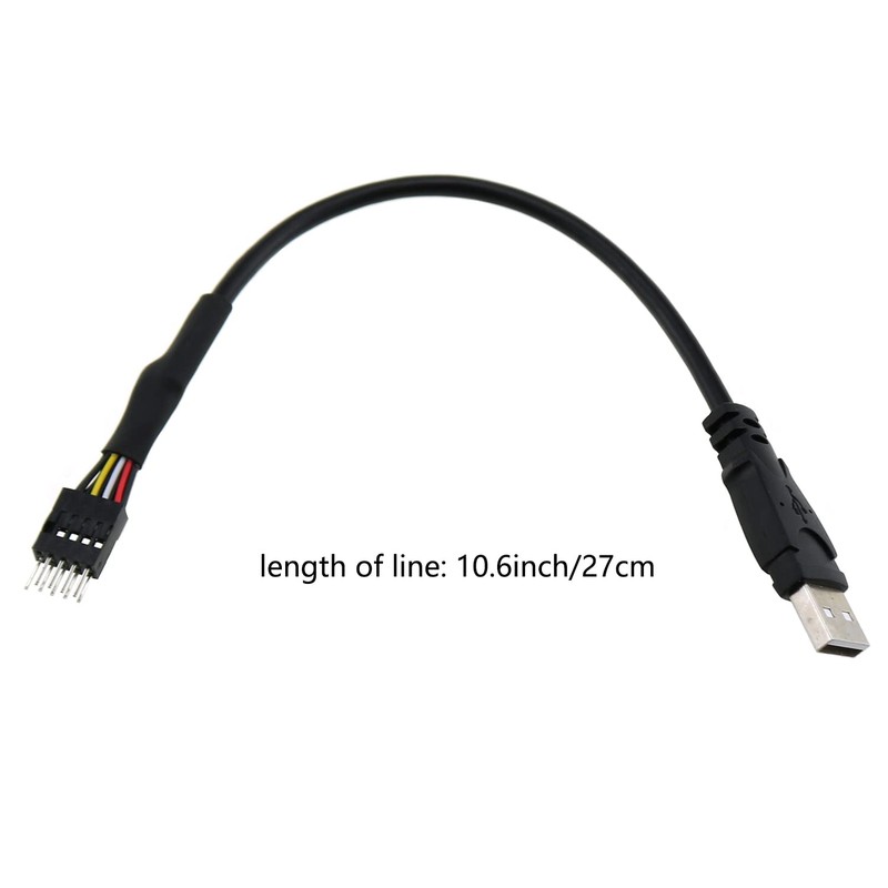 LUORNG 9Pin USB to USB Motherboard Header Cable Black 9-Pin
