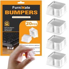 Rubber Feet for Cutting Board, 20PCS Rubber Bumpers Self Adhesive, Clear Rubber Bumper Pads, Square Adhesive Bumper Pads for Speakers, Laptop, Appliances
