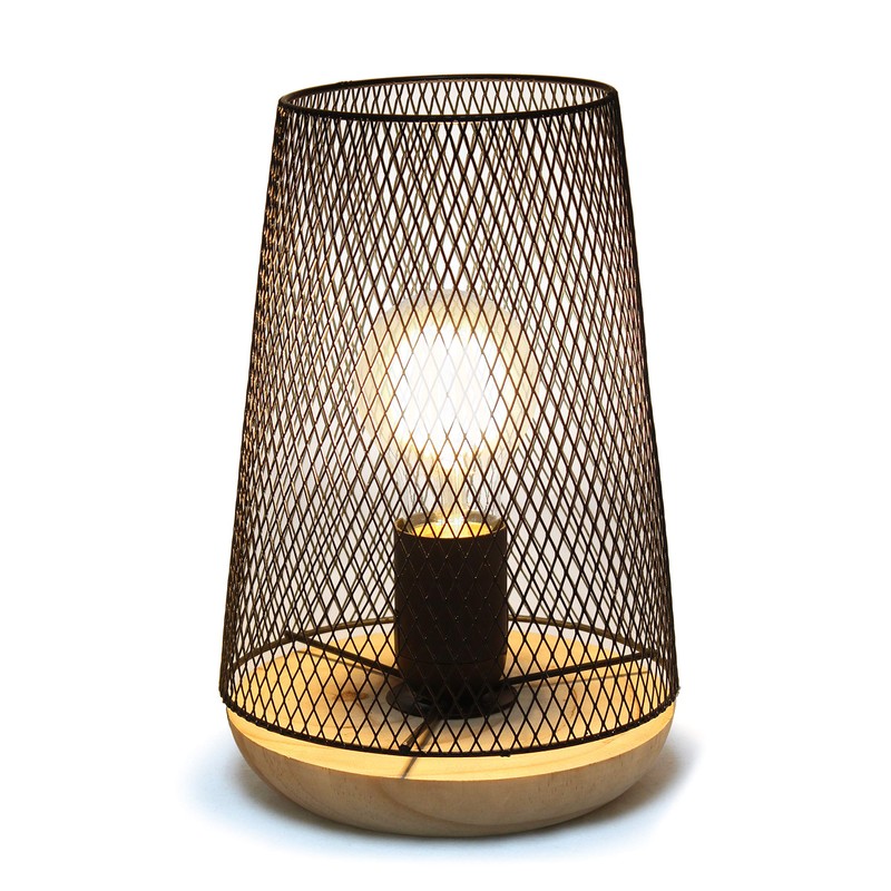 Simple Designs LT1074-BLK Wired Mesh Uplight Table Lamp, Black