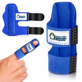 Penguin Fingers Envoltura de férula para dedos - Velcro ajustable resistente, soporte de ángulo ajustable rígido, talla única para la mayoría, sin látex, alivio del dolor para lesiones de dedos