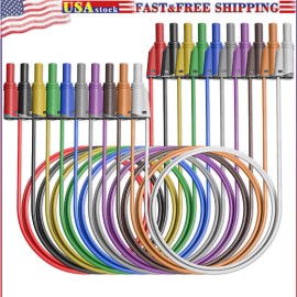 Peakelect 10PCS Banana Plug Silicone Test Leads Fully Insulated Safety Shrouded Stackable