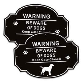 2 Pack Beware of Dog Signs for Fence, 10x8 inches Rust Free Aluminum Yard Sign, 40mil Thick Beware of Dog Sign, UV Protected & Waterproof, Outdoor/Home/Business Use