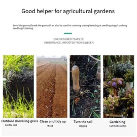 Michear Weed Puller, Garden Hoe Hand Tool, Stainless Steel Hand Hoe with Wooden Handle, Multi-Purpose Transplanting Tool for Loose Soil, Pulling Tool, Planting Vegetables, Farm Tool (Trapezoidal Hoe