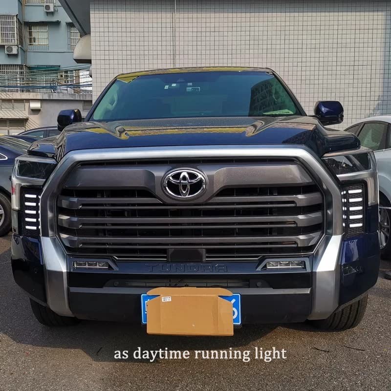 ECAHAYAKU Compatible With Toyota Tundra 2022-2025 White/Amber DRL Sequential Switchback