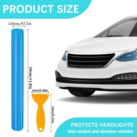 VBGURR Car Headlight Tint, Headlight Tint for Car Waterproof Headlight Tint Film for Rear Light Car Tint Film 30 X 120cm (Light Blue)
