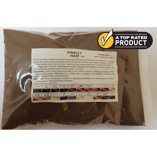 Hair Building Fibers 57 Grams. Highest Grade Refill That You Can Use for Your Bottles From Competitors Like Toppik?, Xfusion?, Miracle Hair? (Light Brown)