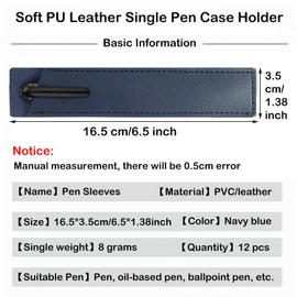 MEISO 12 Pcs Leather Pen Pouch Sleeve, Classic Designed and Durable Single Pen Pouch, Leather Pen Holder, Leather Single Fountain Pen Case, Single Pen Protector for Business, School (Blue)