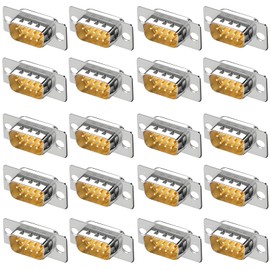 Willwewon 20Pcs DB9 Male RS232 D-sub Serial Solder Connector, Gold Plated Joint 9 Pin Couplers