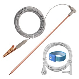 Copper Grounding Rod with 40ft Female Ground Cord & Alligator Clip, Portable Ground Rod Kit,Great for Grounded Earth Connected Products, Easy to Use with Grounding Mat,Grounding Sheet,Pillowcase