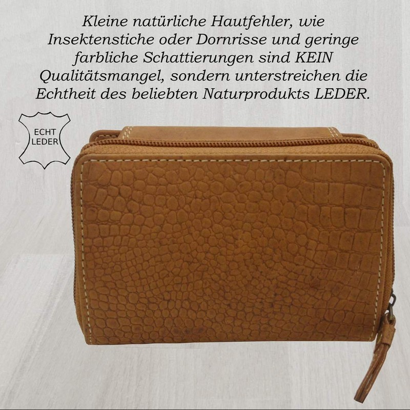 flevado Croco Design Wild Full Leather Buffalo Women's Purse Double