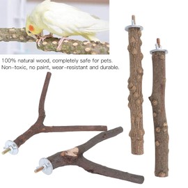 flexman 4 Packs Bird Wood Perch, Pet Standing Stick, Pepper Wood Y Shaped Stand Parakeet Standing Toy, Birdcage Paw Climbing Stands Set
